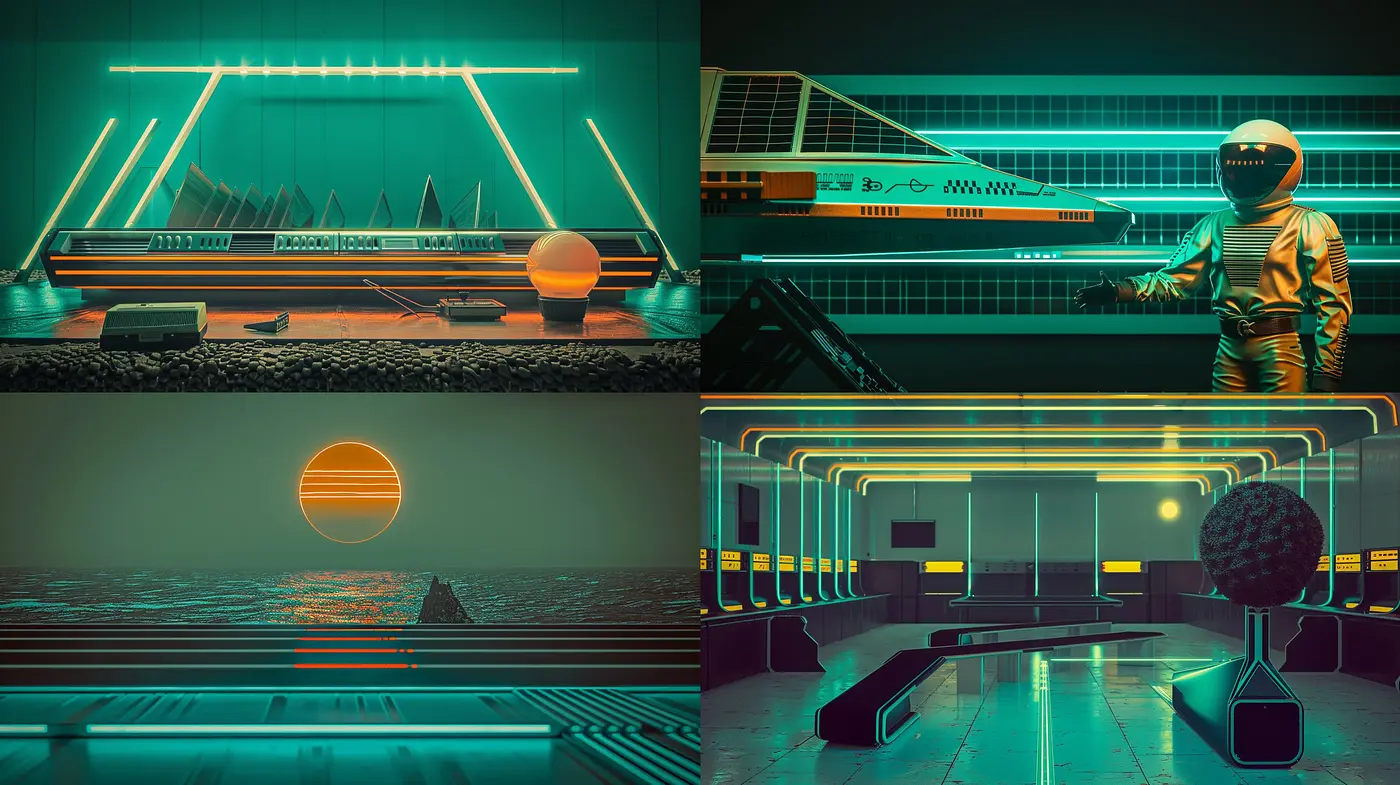 Synthetic Retrowave Visions: A Homage to Neon-Lit Nostalgia and Digital Dreamscapes - Midjourney sref style