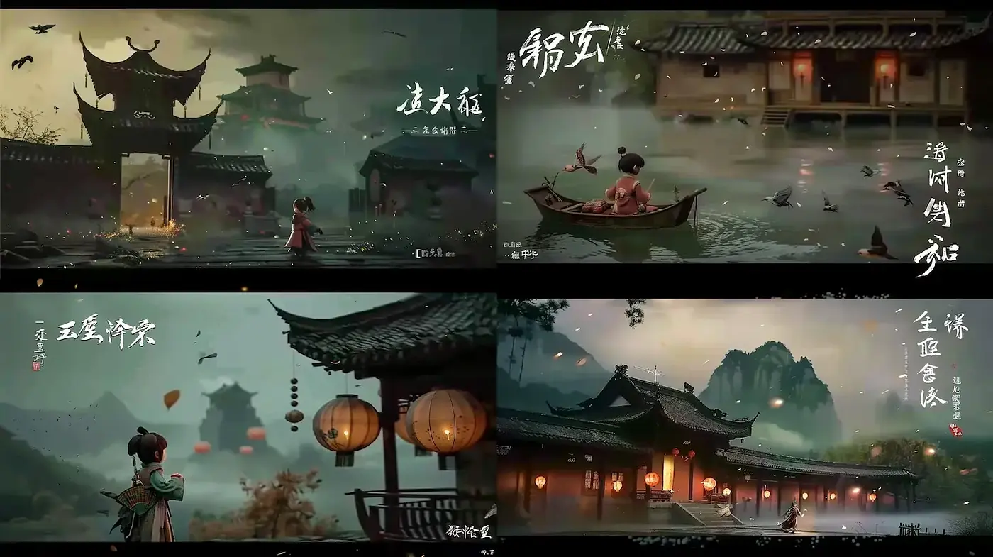 Serene Landscape with Cultural Ambiance and Enigmatic Depth - Midjourney sref style