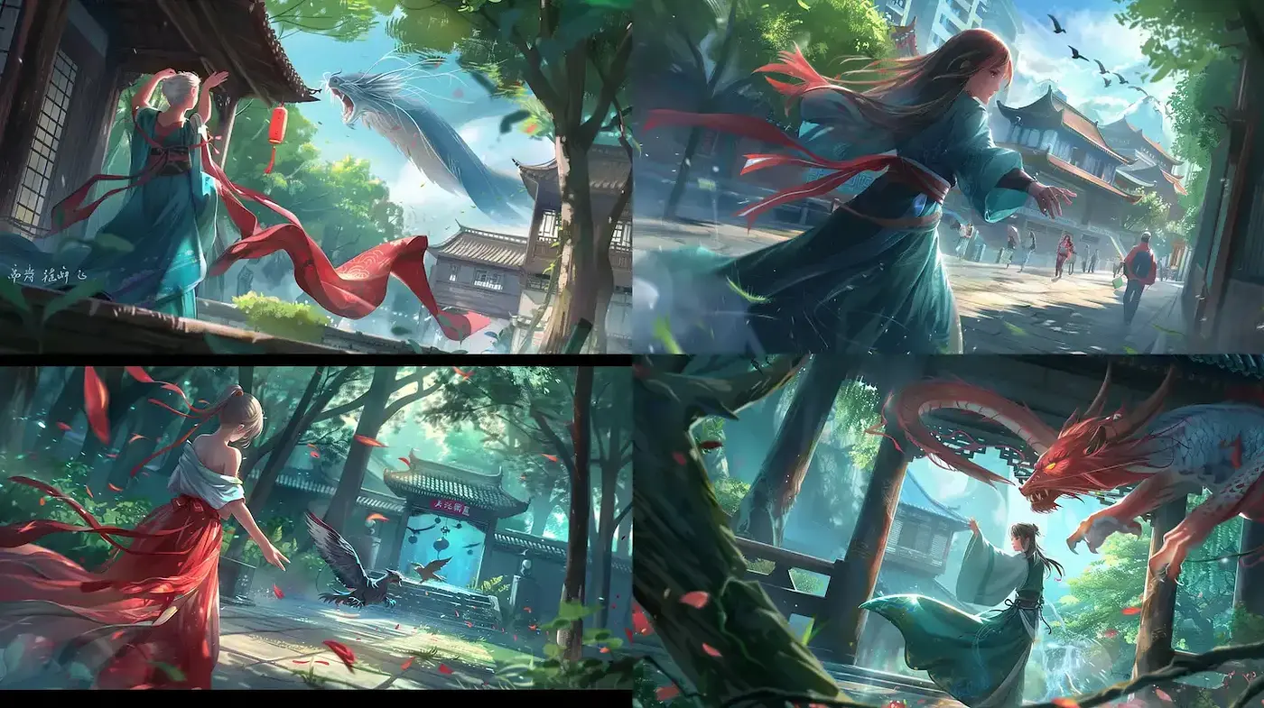 Dynamic and Enigmatic Fantasy Art with a Blend of Traditional and Modern Elements - Midjourney sref style