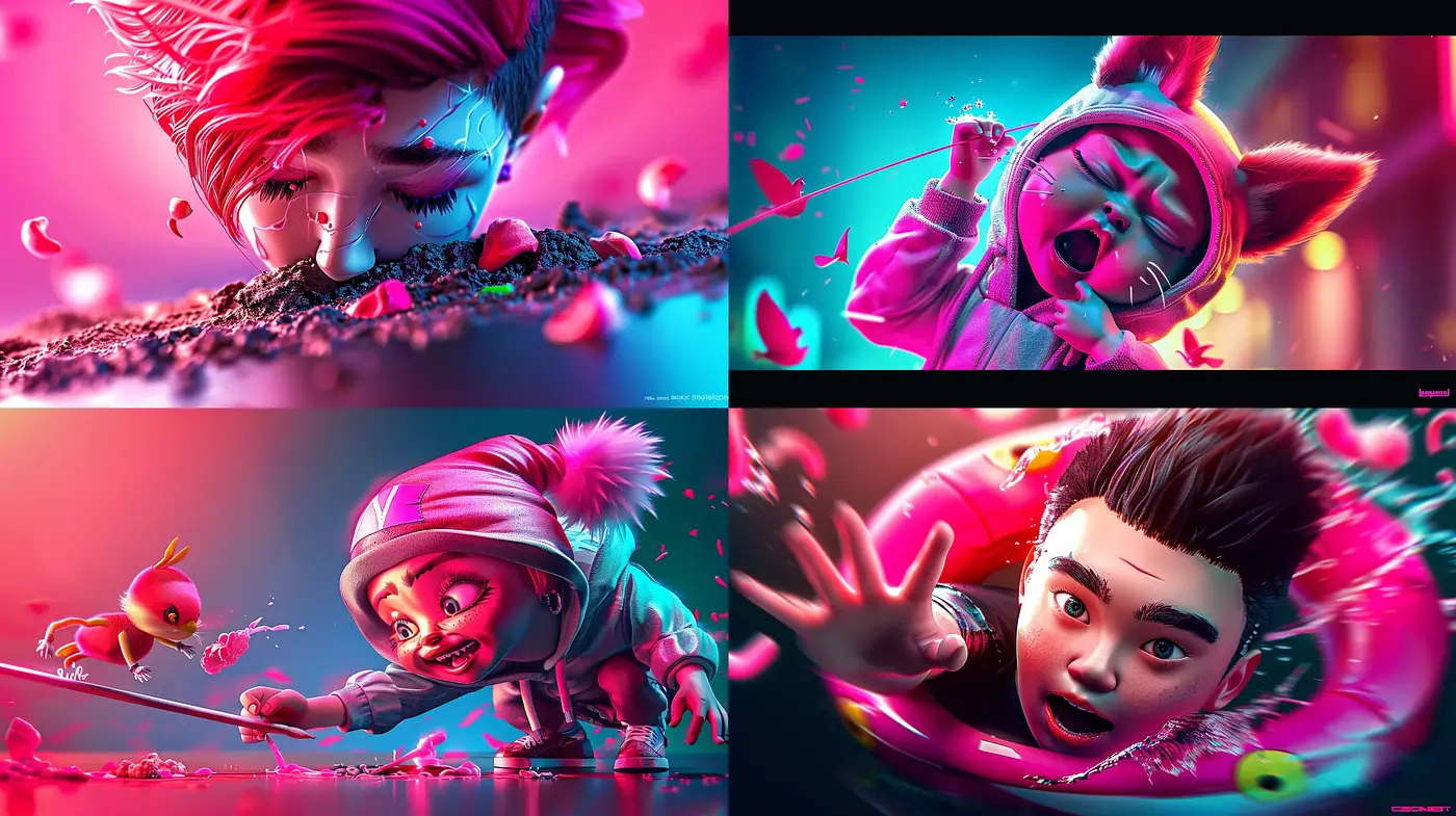 Vibrant Fantasia: A Contemporary Digital Exploration with a Surreal Twist - Midjourney sref style