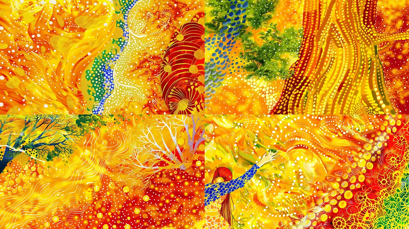 Luminous Vortex of Psychedelic Swirls and Dots - Midjourney sref style