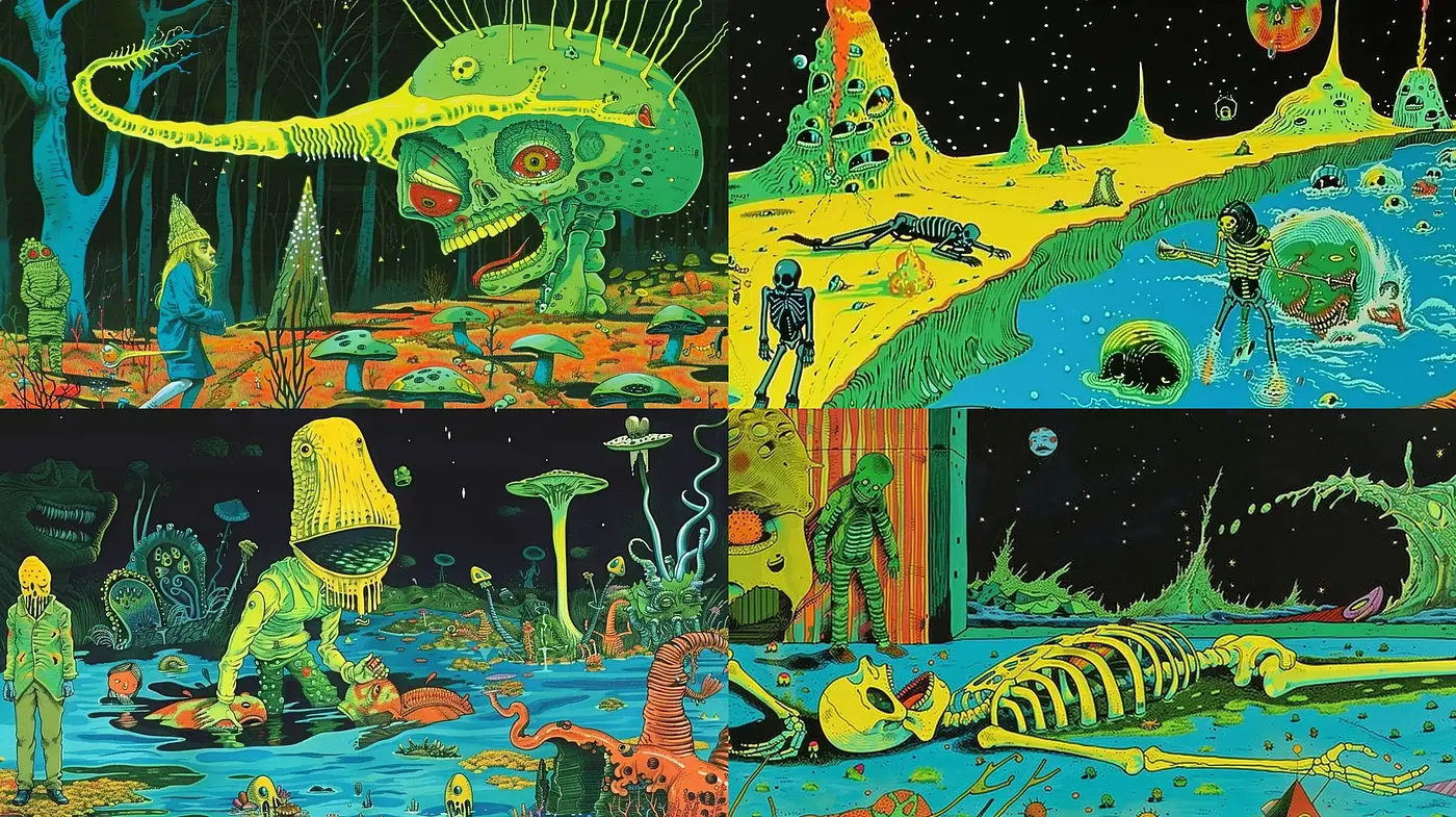 Psychedelic Cosmic Horror Panorama - Midjourney sref style