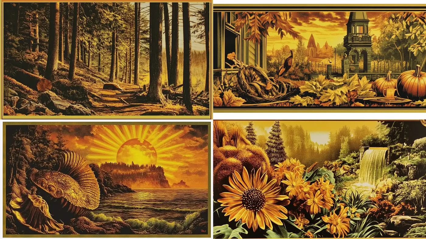 Autumnal Serenity in Amber Hues - Midjourney sref style