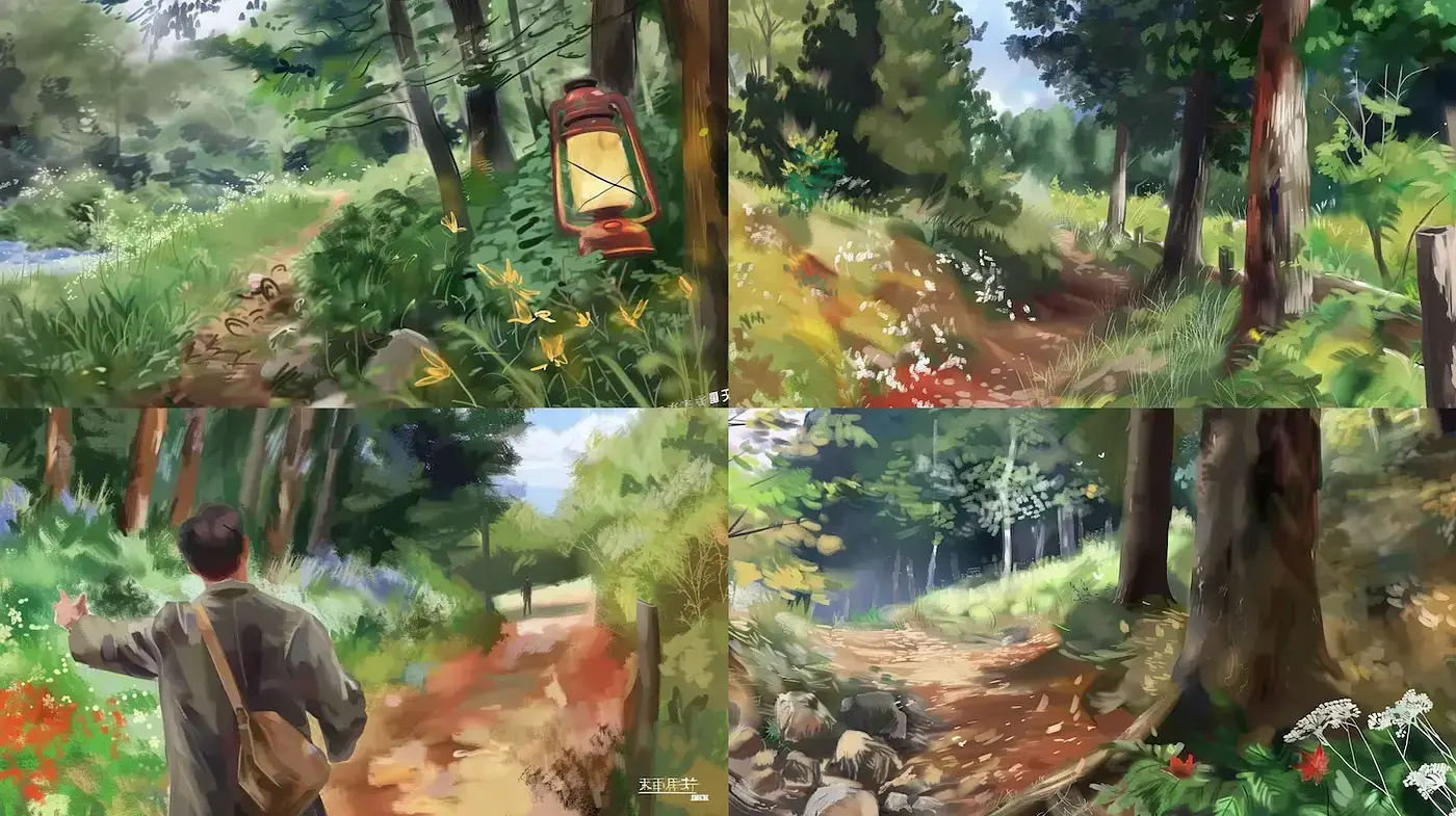 Lush and Inviting Wilderness Landscapes with a Whimsical Touch - Midjourney sref style