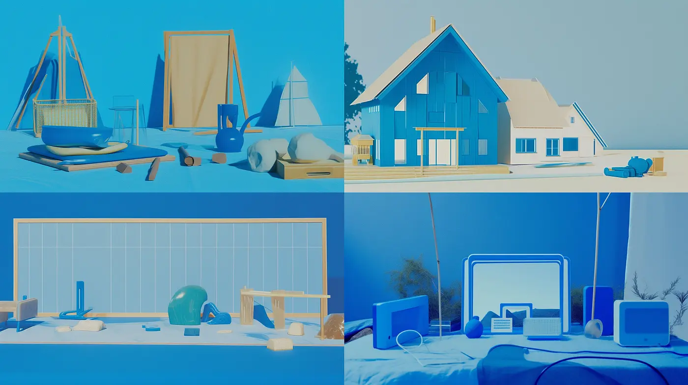 Monochromatic Blue Dreamscape with Surreal Minimalism - Midjourney sref style