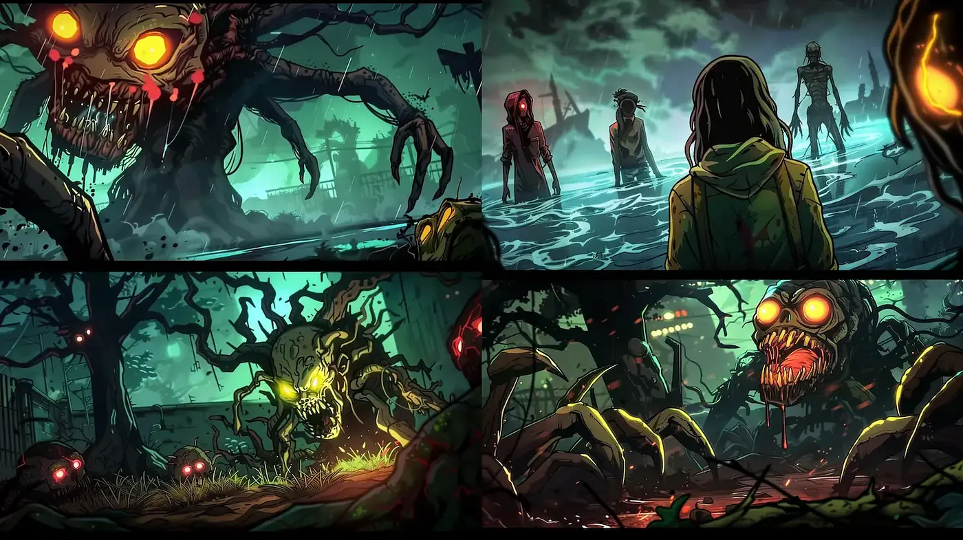 Dark, surreal illustrations with sinister undertones - Midjourney sref style