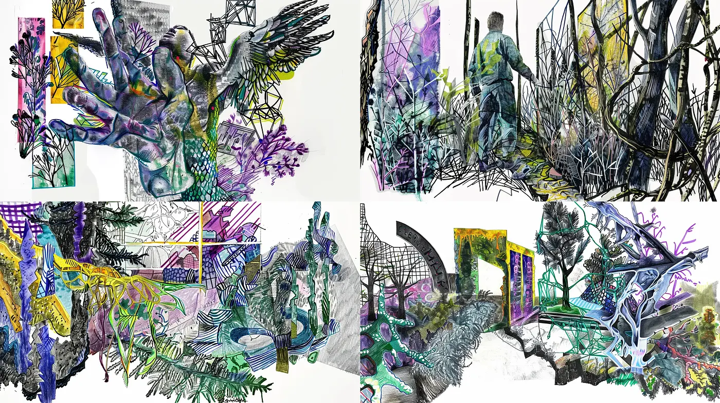 Eclectic Fusion of Abstract Expressionism and Modern Graffiti - Midjourney sref style