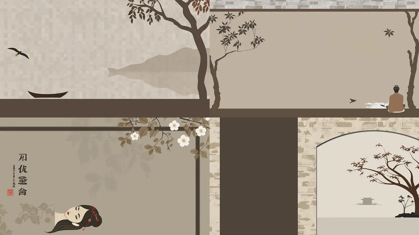 Tranquil Visions in Monochrome - A Harmonious Blend of Traditional Asian Aesthetics - Midjourney sref style