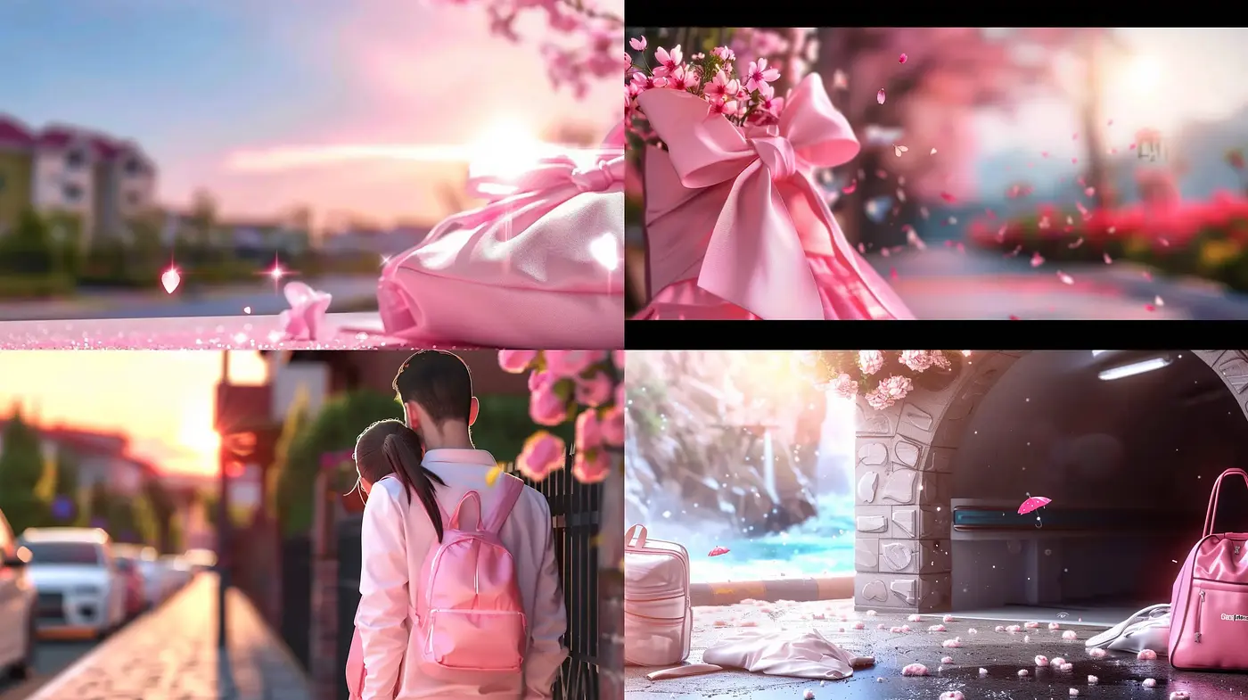 Romanticized Pink-Tinted Dreamscape with Soft-Glow Radiance - Midjourney sref style