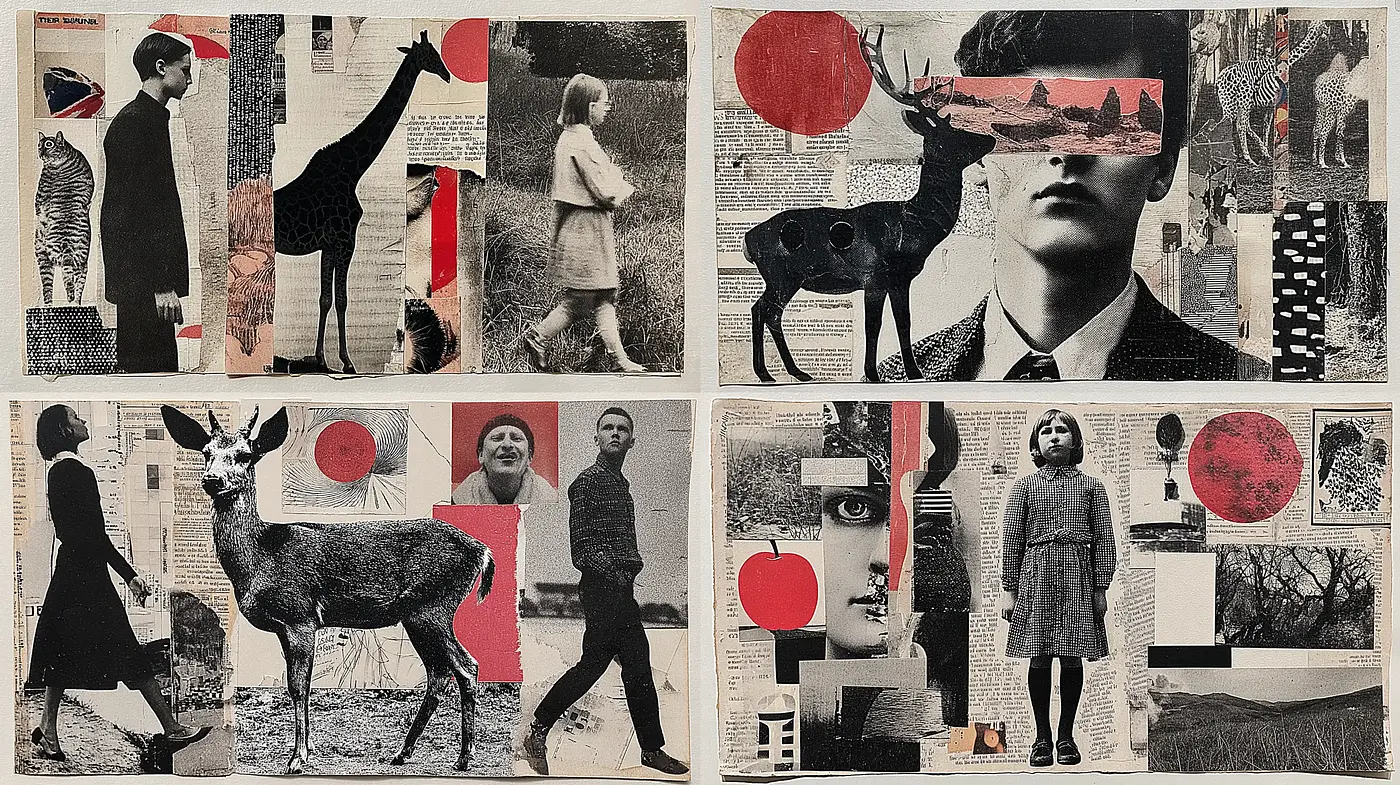 Collage Art with a Surreal and Vintage Vibe - Midjourney sref style