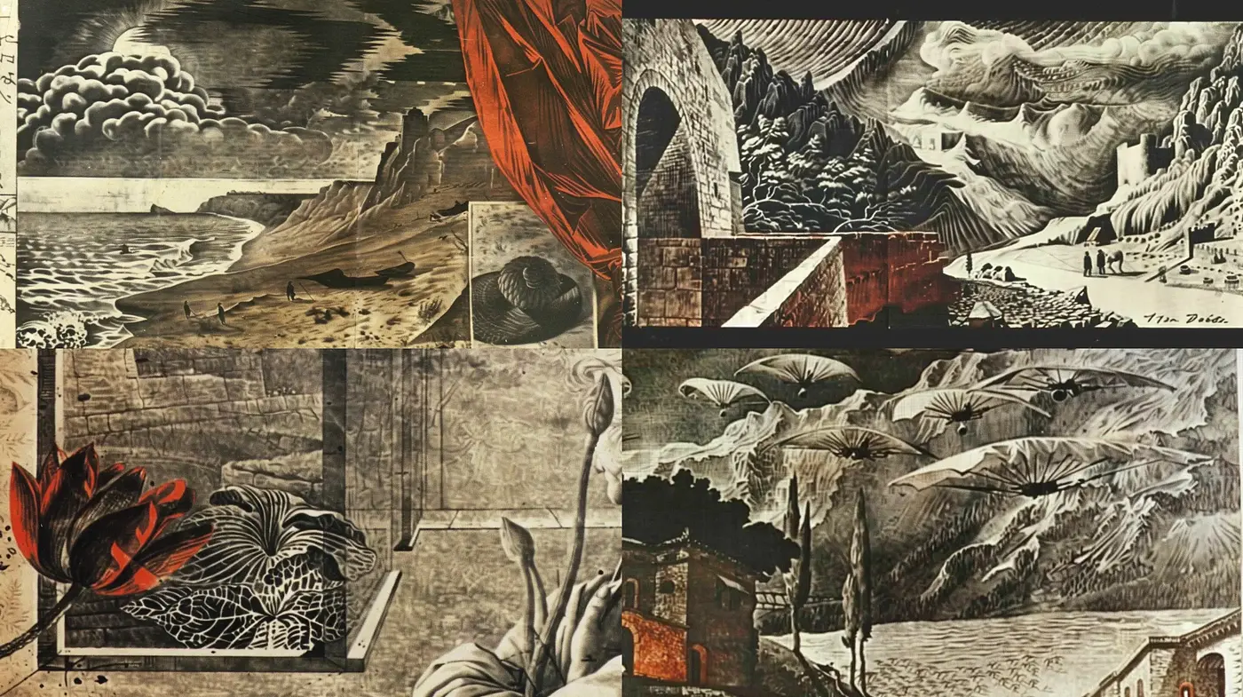 Etched Timelessness: A Fusion of Surrealism and Engraving Art - Midjourney sref style