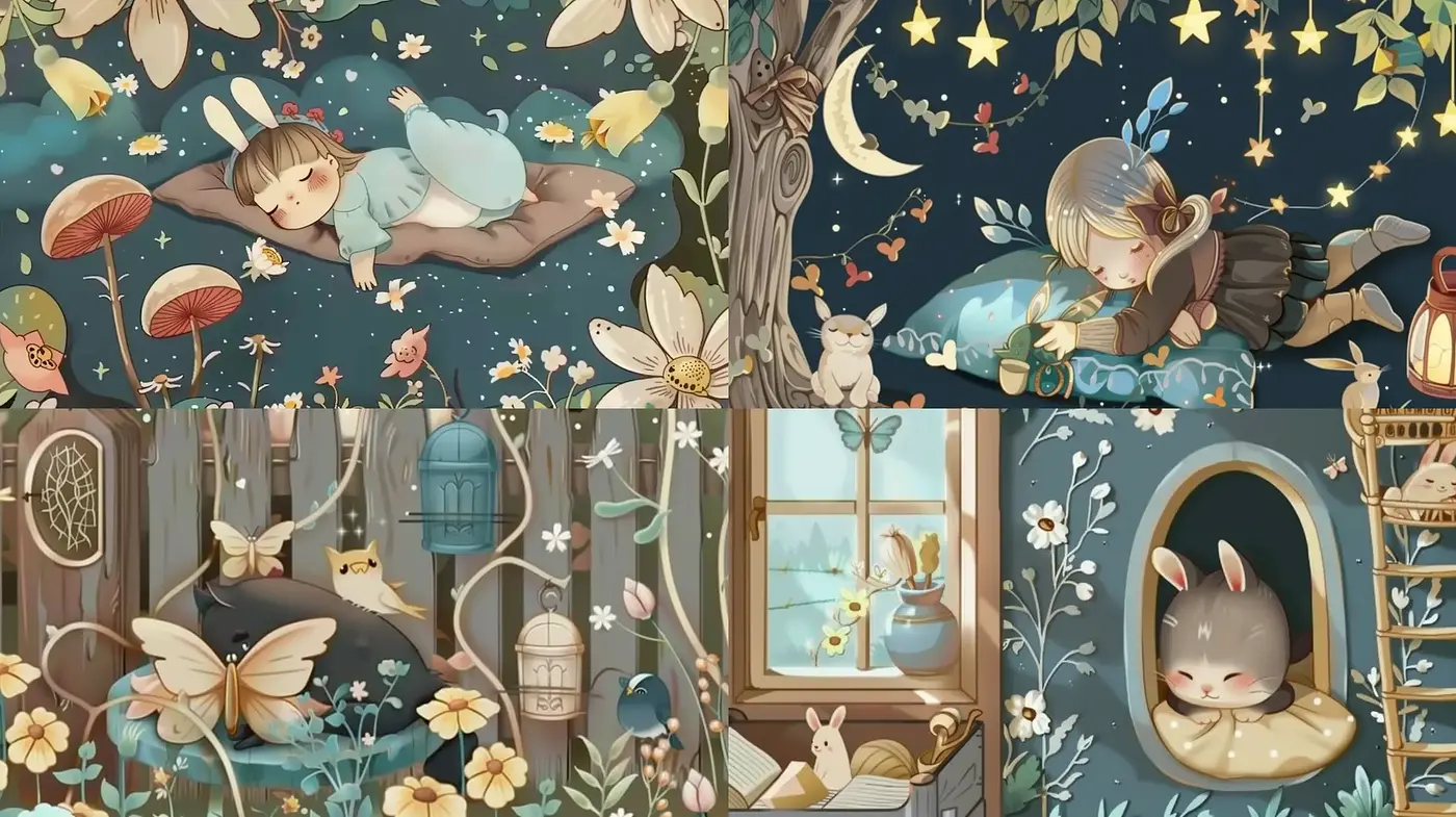 Enchanted Whimsical Dreamscape Illustrations - Midjourney sref style