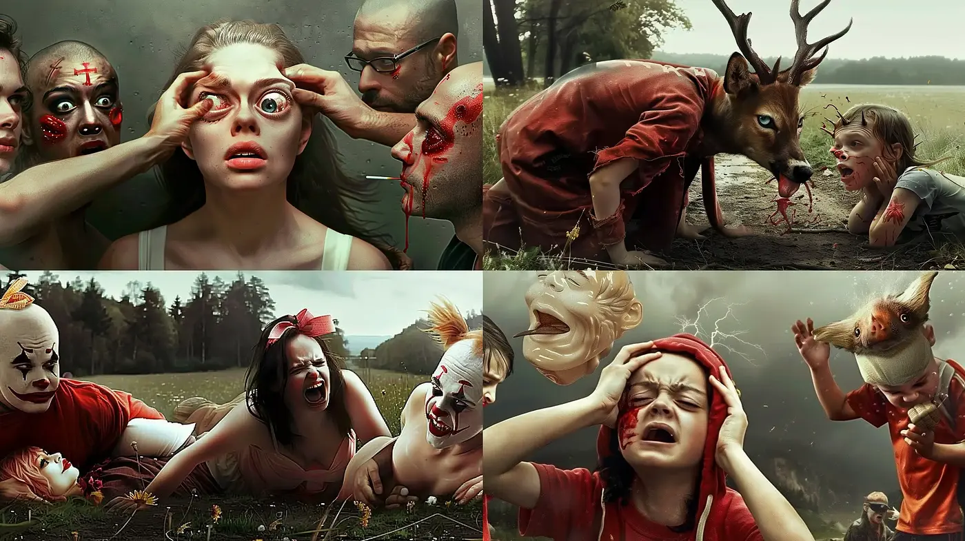 Surreal Cinematic Horror with a Dark Earthy Palette - Midjourney sref style