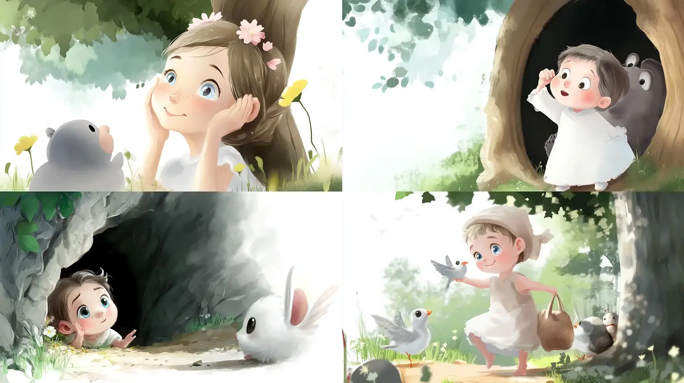 Whimsical Woodland Serenity in Watercolor - Midjourney sref style