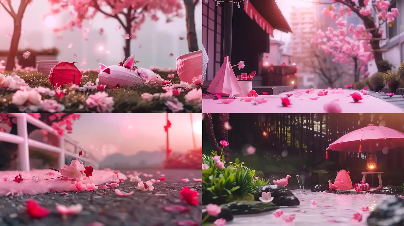 Dreamlike Cherry Blossom Elegy with a Cinematic Glaze - Midjourney sref style