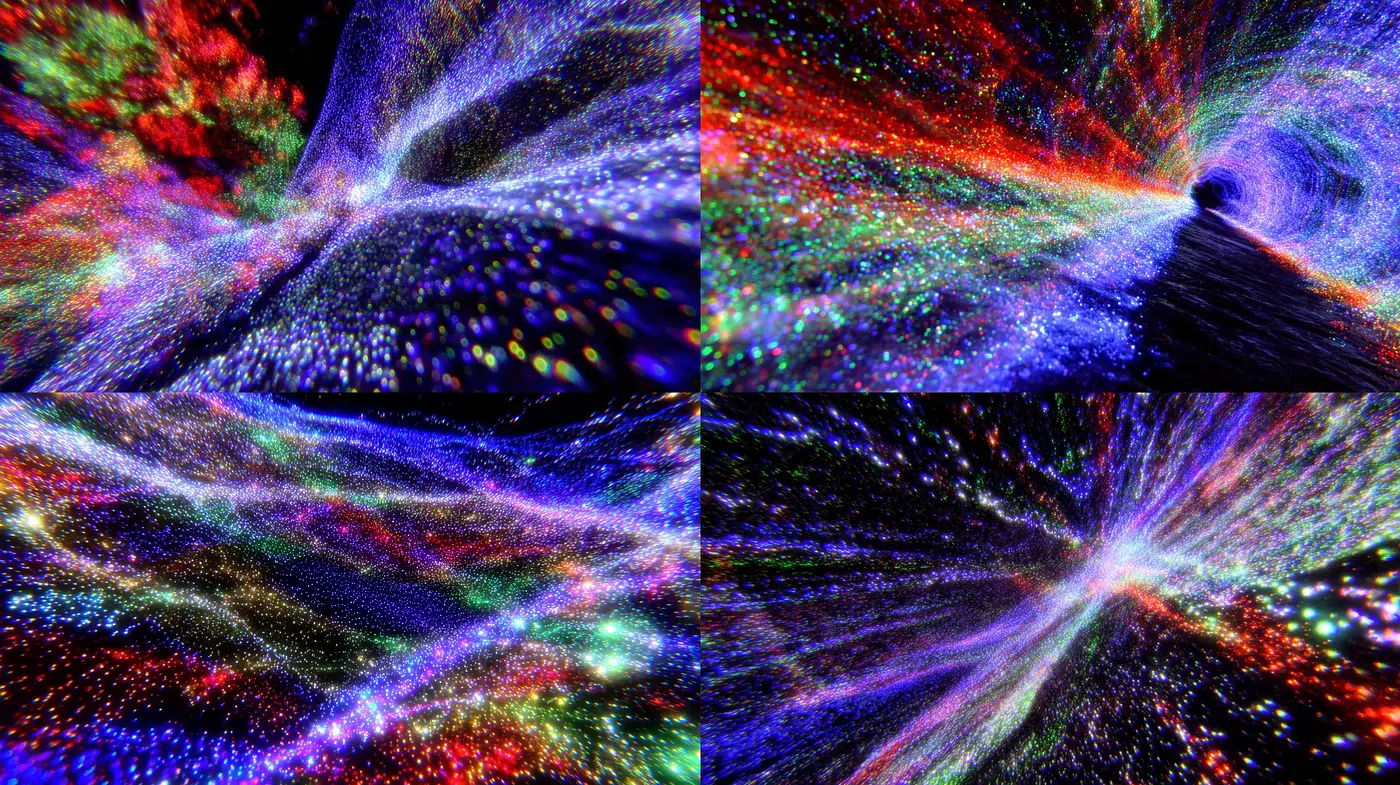 Vibrant Cosmic Light Trails in a Surreal Universe - Midjourney sref style