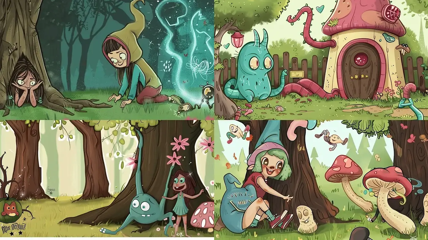 Whimsical and Playful Illustrations with a Touch of Fantasy - Midjourney sref style