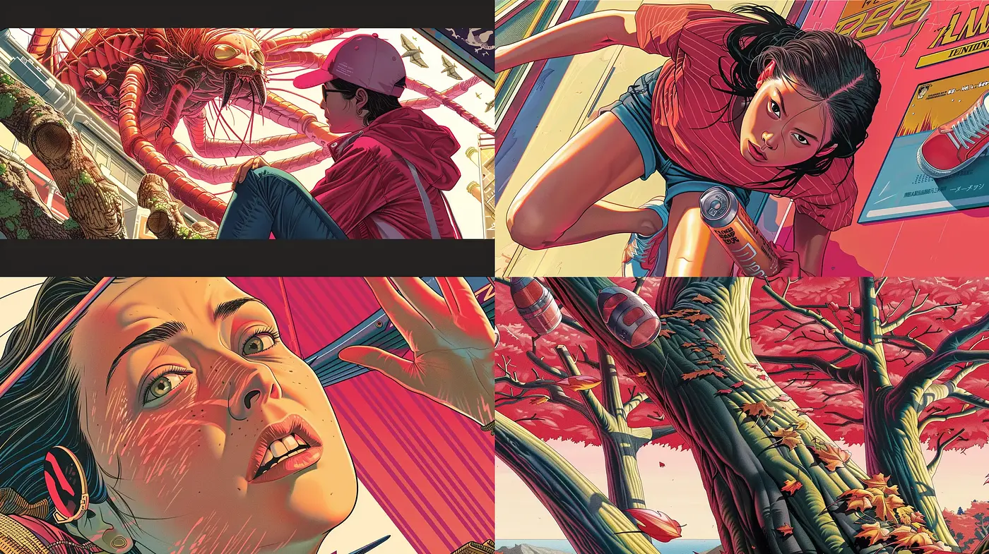 Dynamic Comic Book Illustration with a Vibrant Vintage Twist - Midjourney sref style