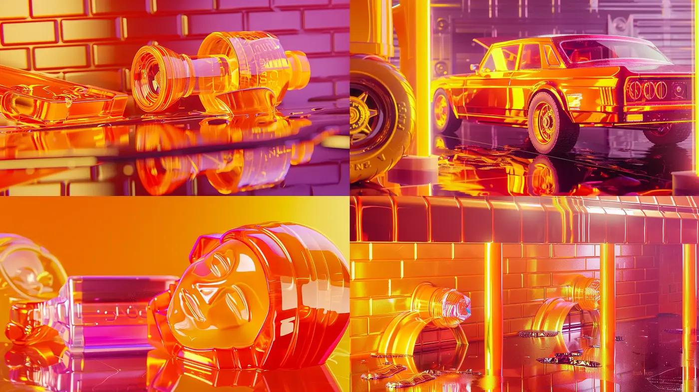 Neon Glow Retrofuturism - Midjourney sref style