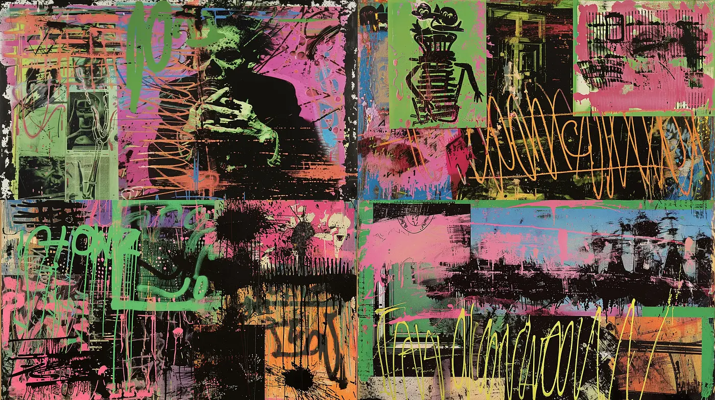 Abstract Graffiti Fusion with Vibrant Urban Edge - Midjourney sref style