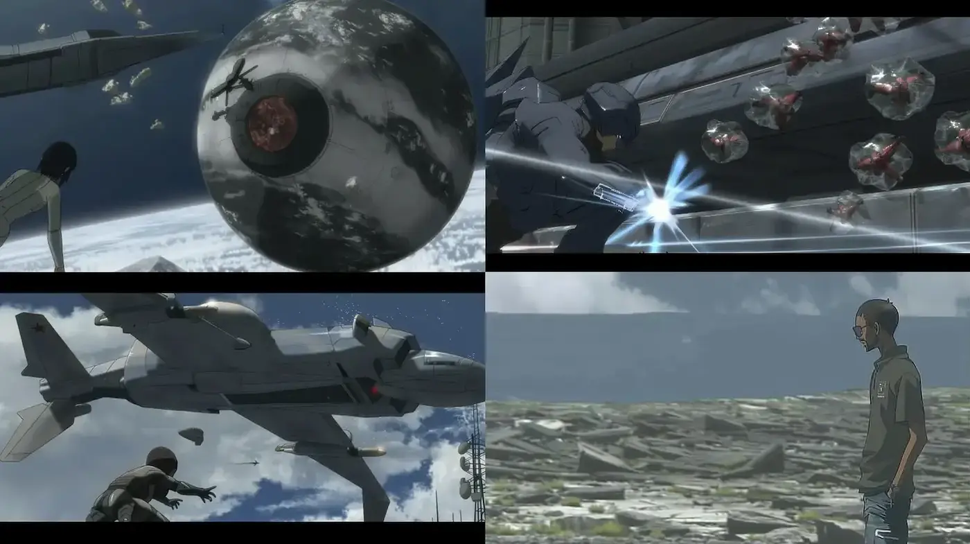 Futuristic Aerial Combat Cinematics with Muted Tones - Midjourney sref style