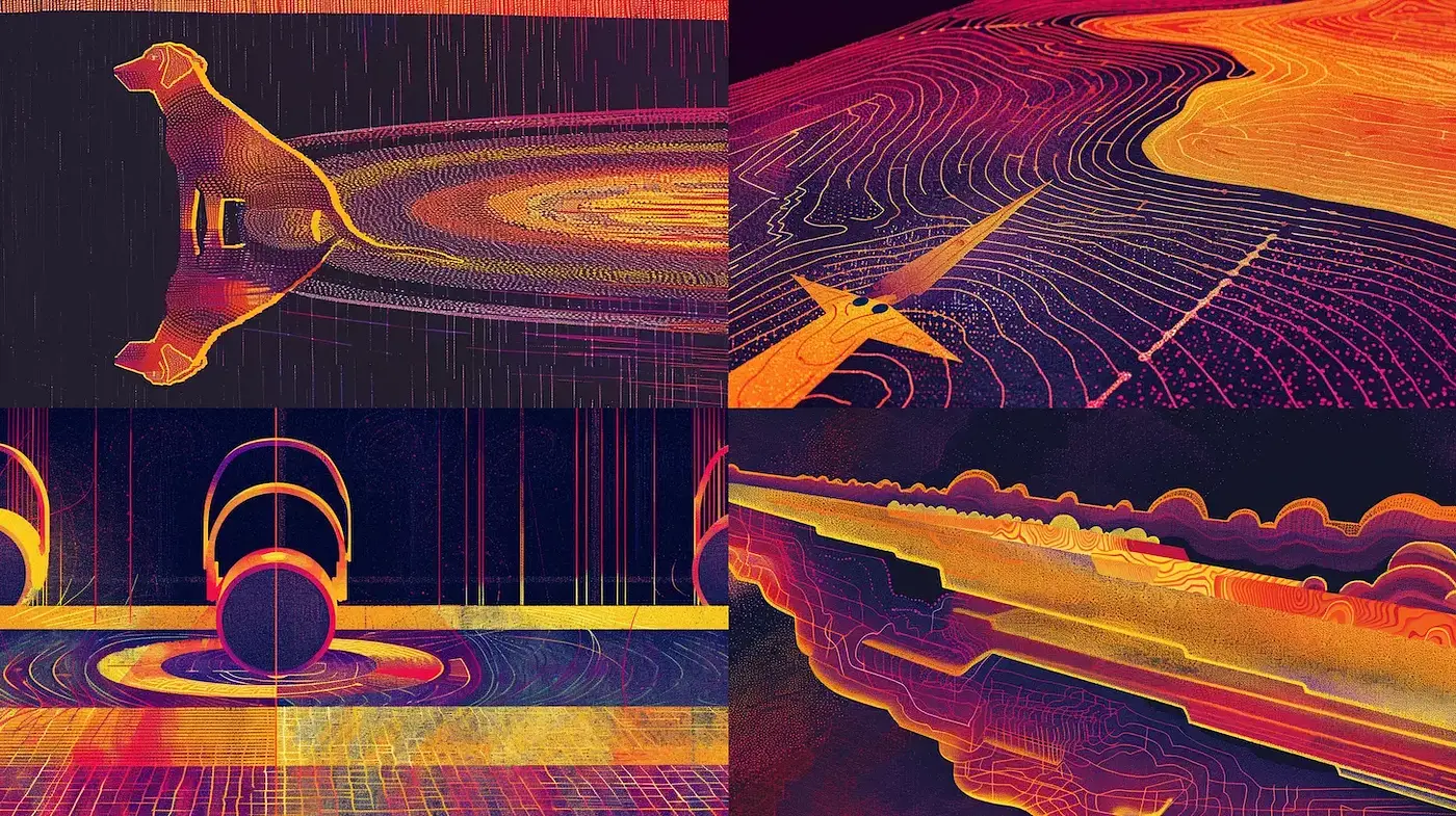 Vibrant and Abstract Visuals with Linear Geometric Textures - Midjourney sref style