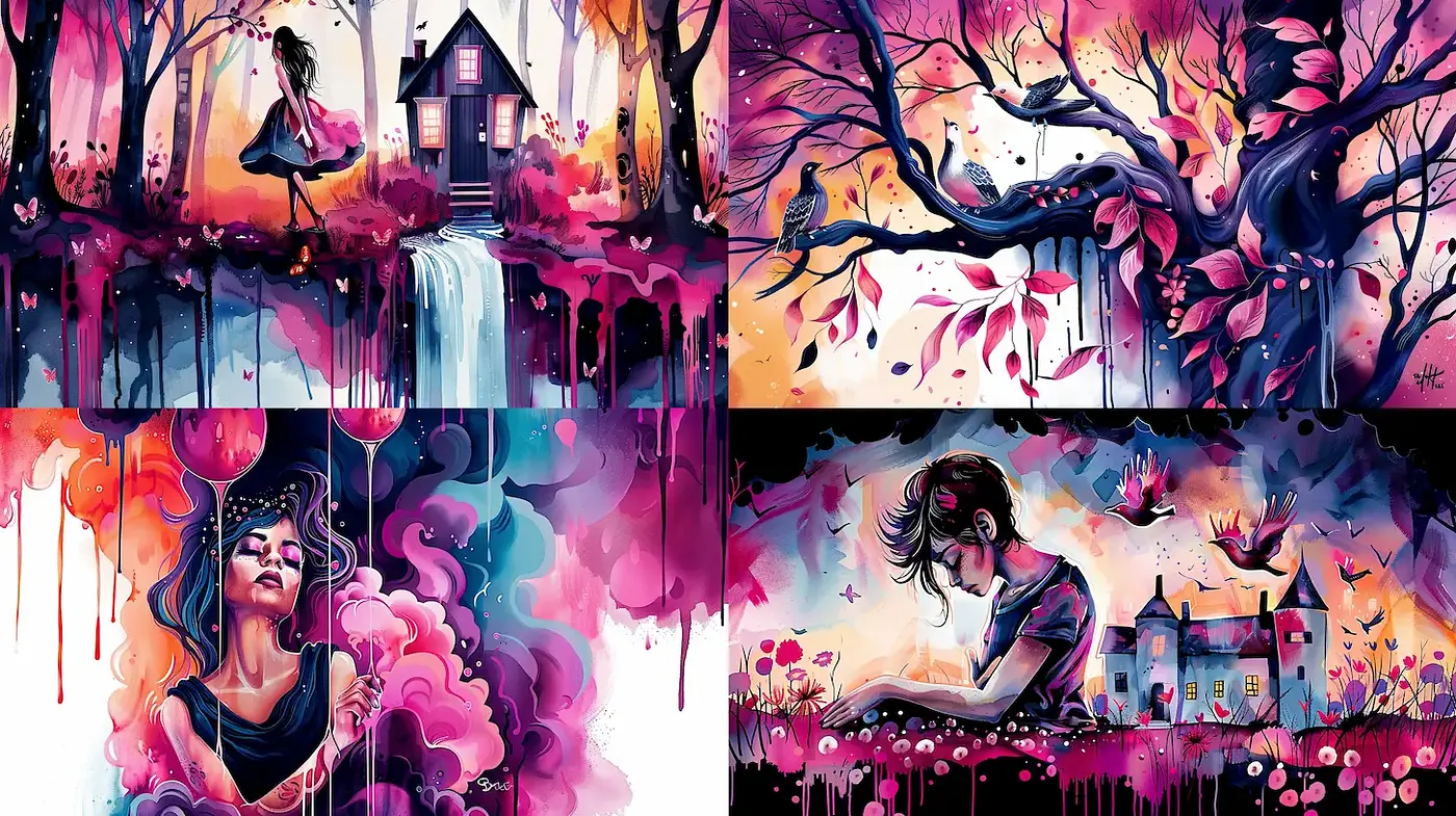 Vibrant surrealism with whimsical fantasy elements - Midjourney sref style