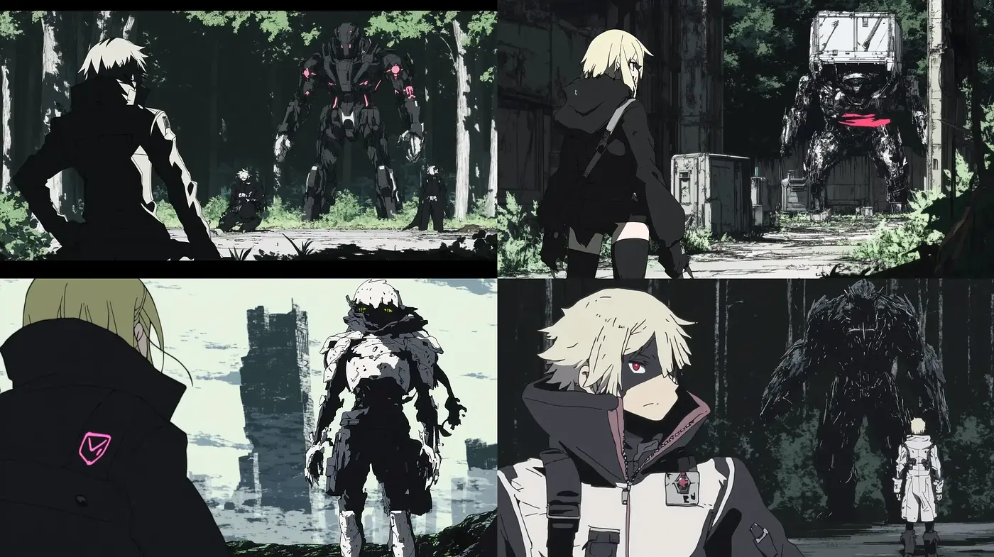 Dystopian Anime-Inspired Visuals with Muted Tones and Stark Contrasts - Midjourney sref style