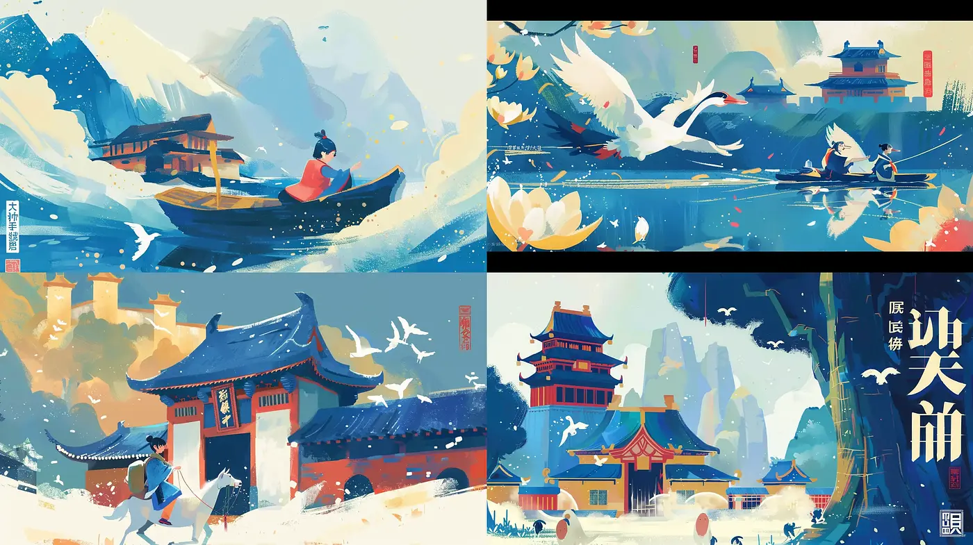 East Asian-Inspired Dynamic Brushwork Illustrations - Midjourney sref style