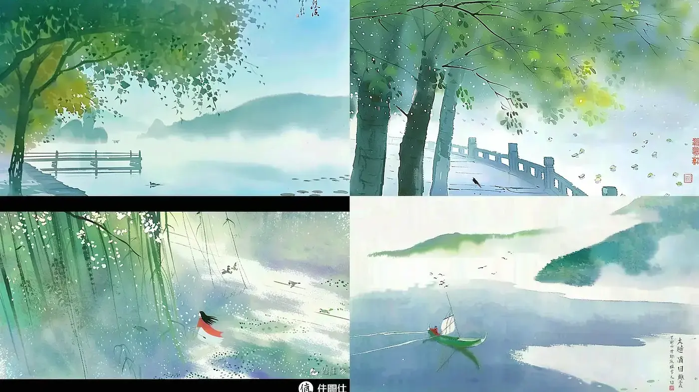 Translucent Watercolor Dreamscape Series - Midjourney sref style