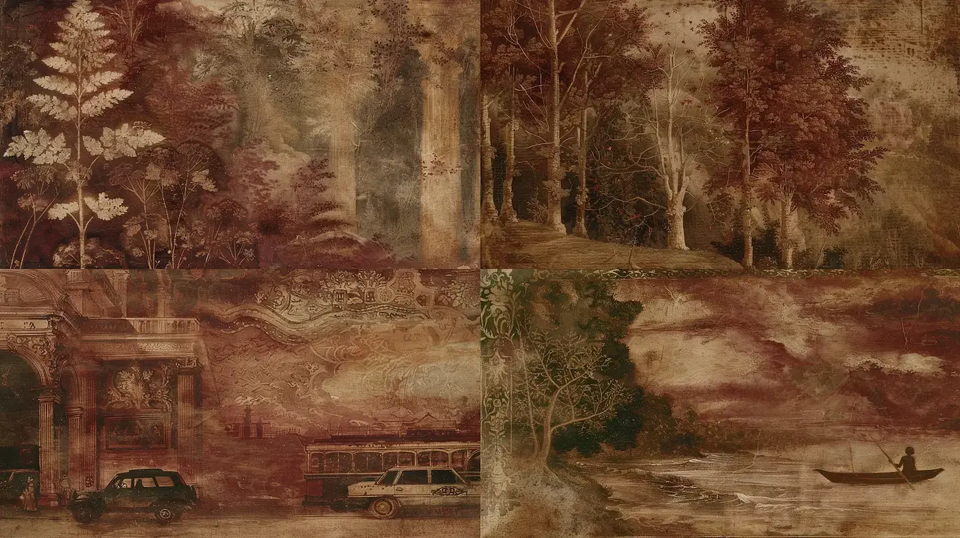 Intricate Vintage Art with Earthy Tones and Historical Touches - Midjourney sref style