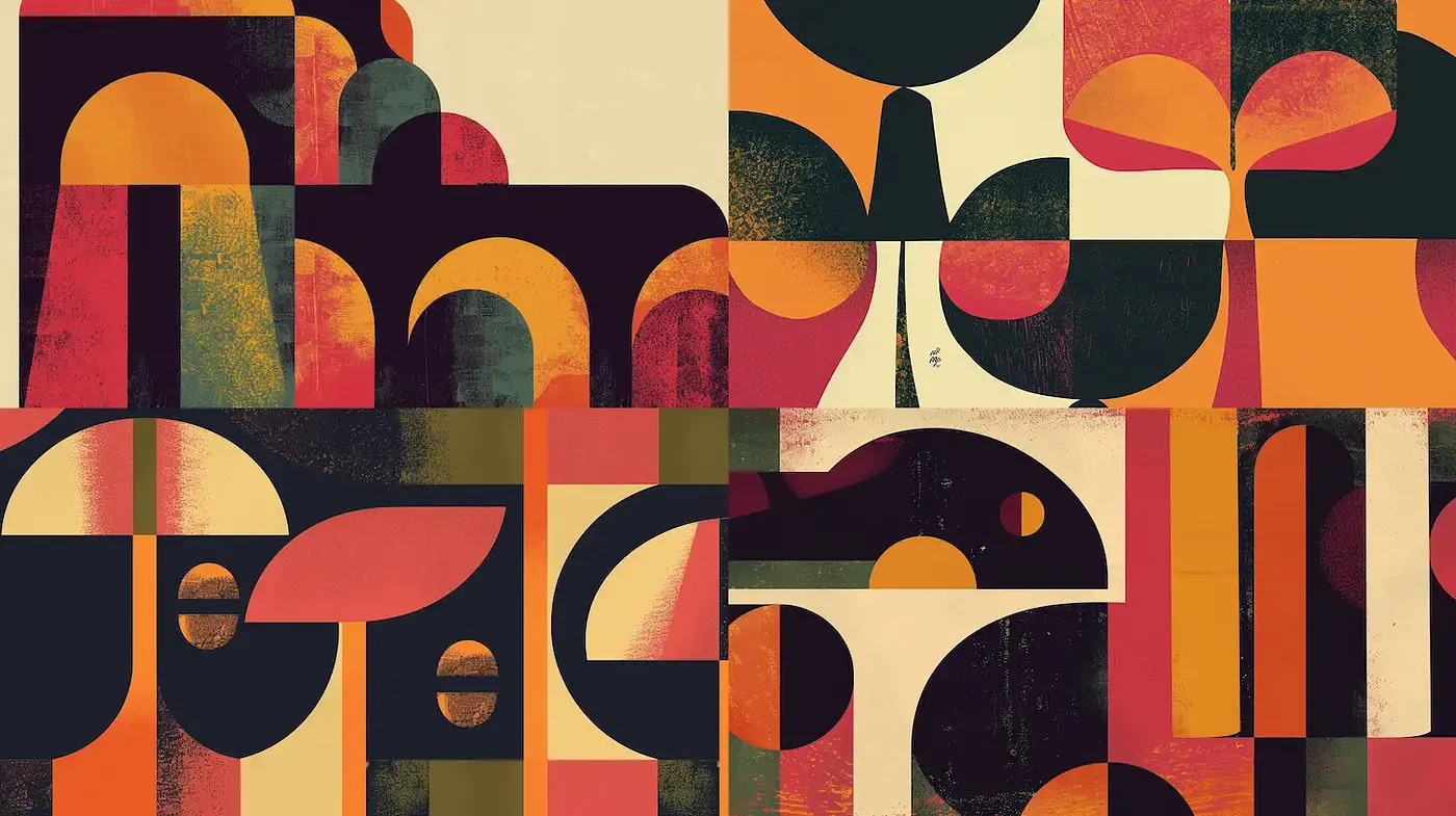 Vibrant Geometric Abstraction with a Retro-Futuristic Touch - Midjourney sref style