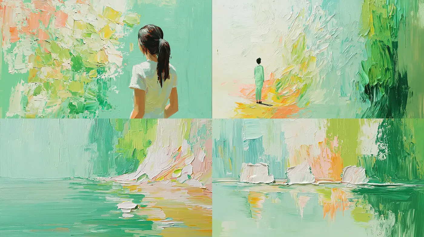 Impressionist Brushwork Harmony with Pastel Verdancy - Midjourney sref style