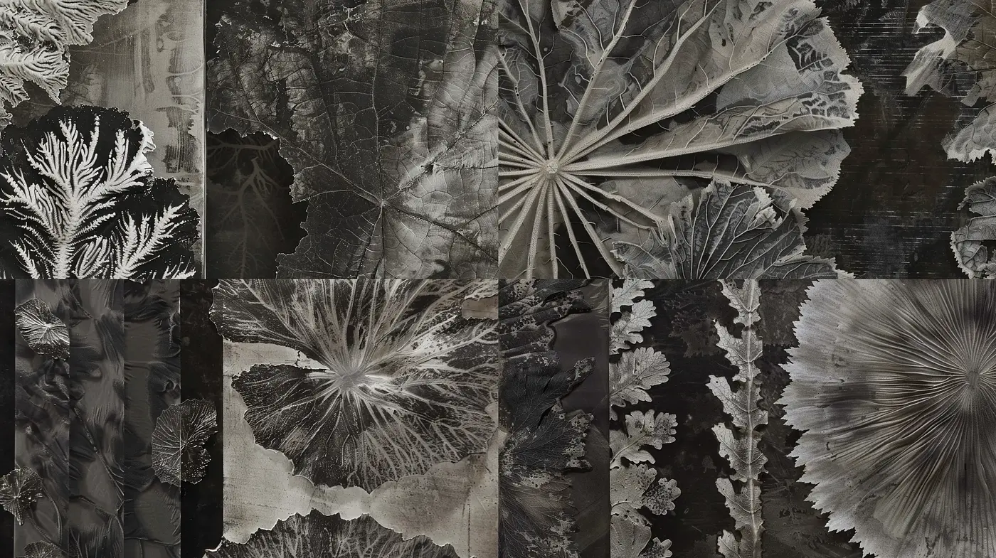 Ethereal Monochrome Botanicals in Grayscale Symphony - Midjourney sref style