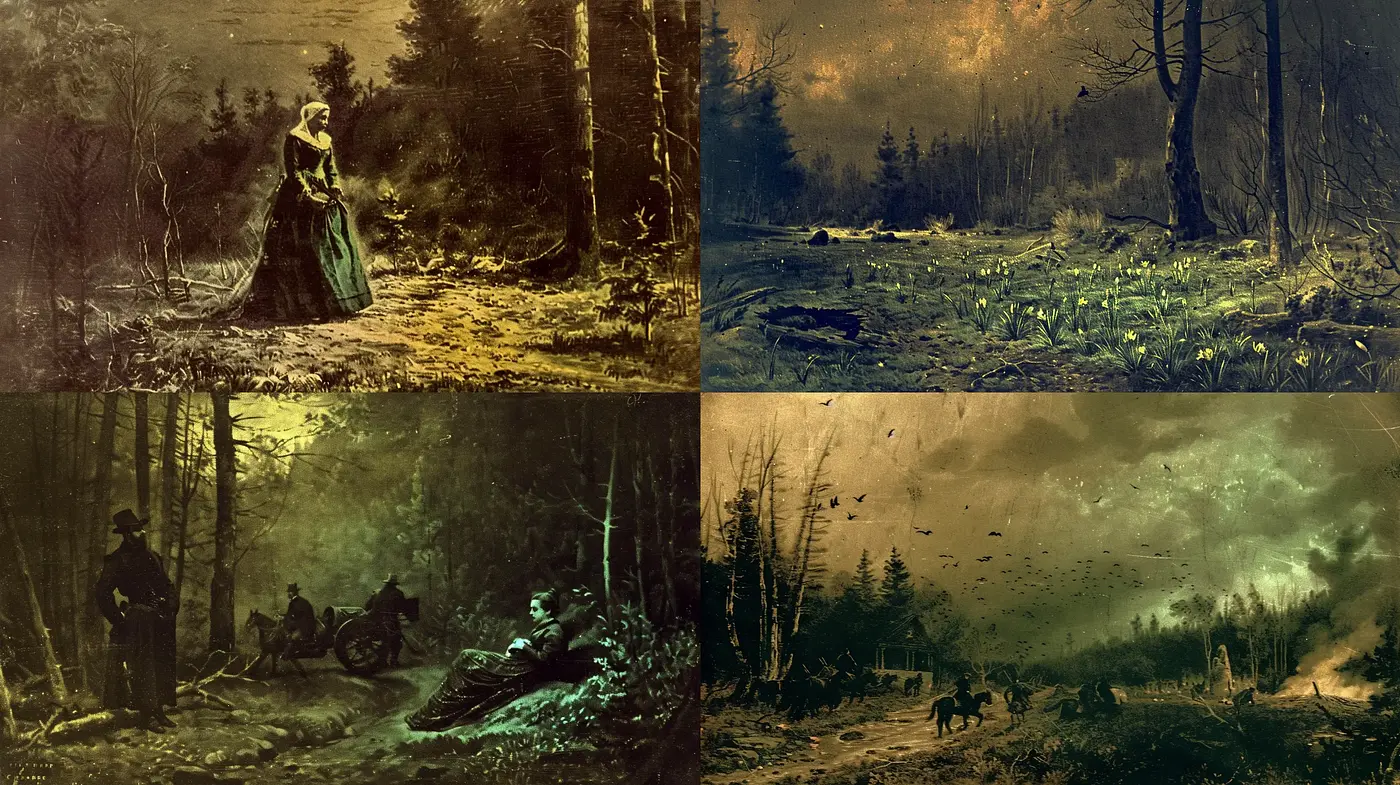 Mystical Forests in Sepia: A Fusion of the Ethereal and the Historical - Midjourney sref style