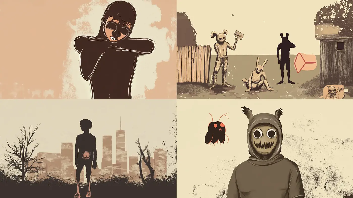 Dusky Hues and Surreal Shadows: A Melancholic Post-Apocalyptic Vision - Midjourney sref style