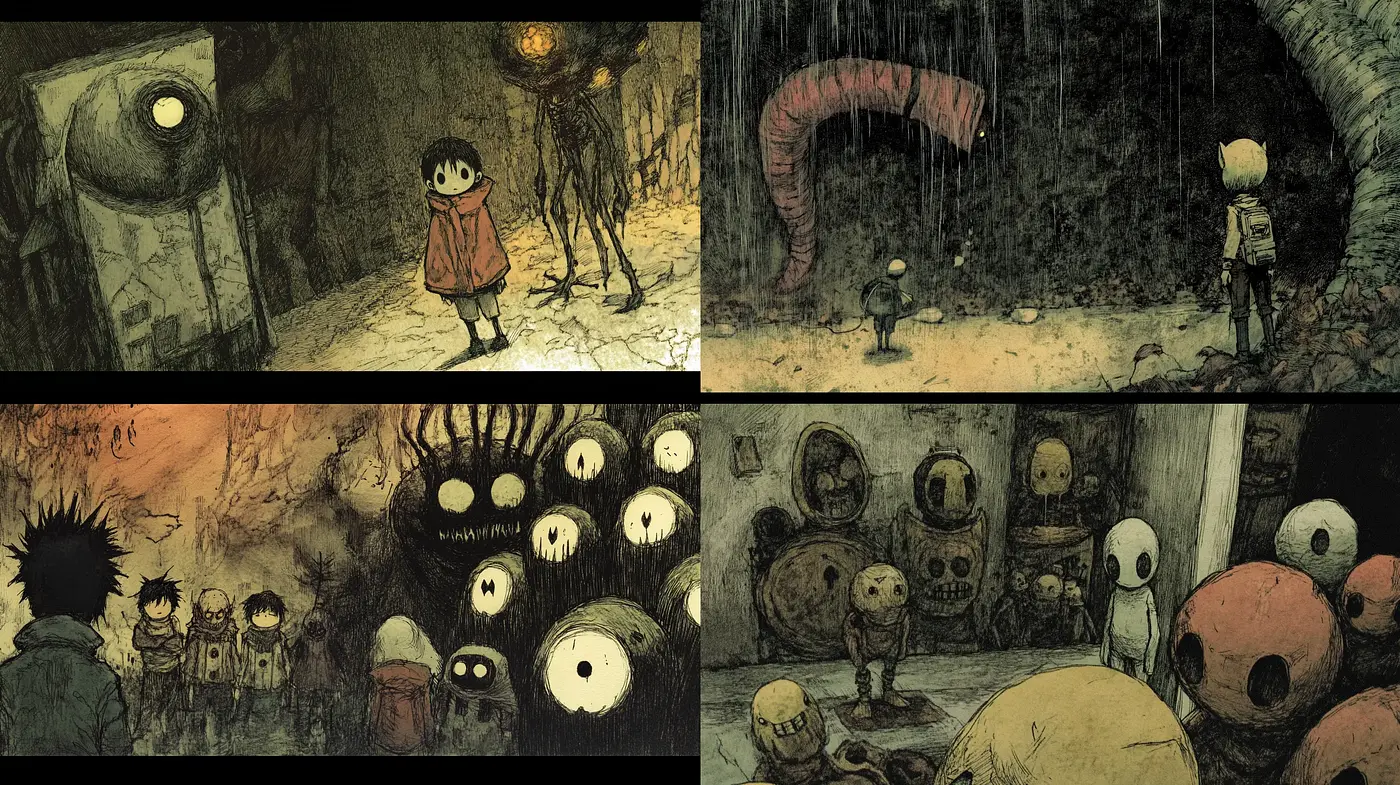 Eerie Dreamscape of Stylized Macabre - Midjourney sref style