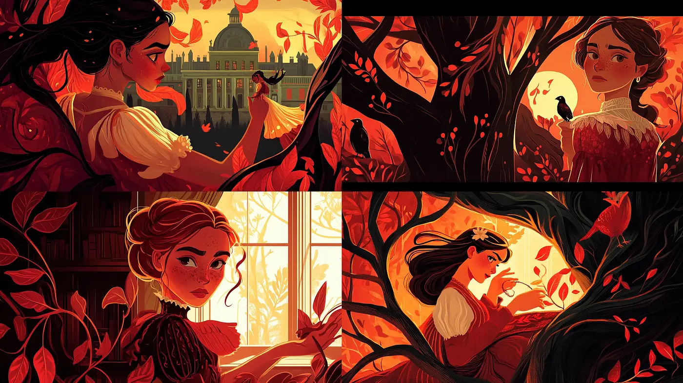 Autumnal Elegance in Brushstrokes: A Fusion of Warm Tones and Nature-Inspired Whimsy - Midjourney sref style