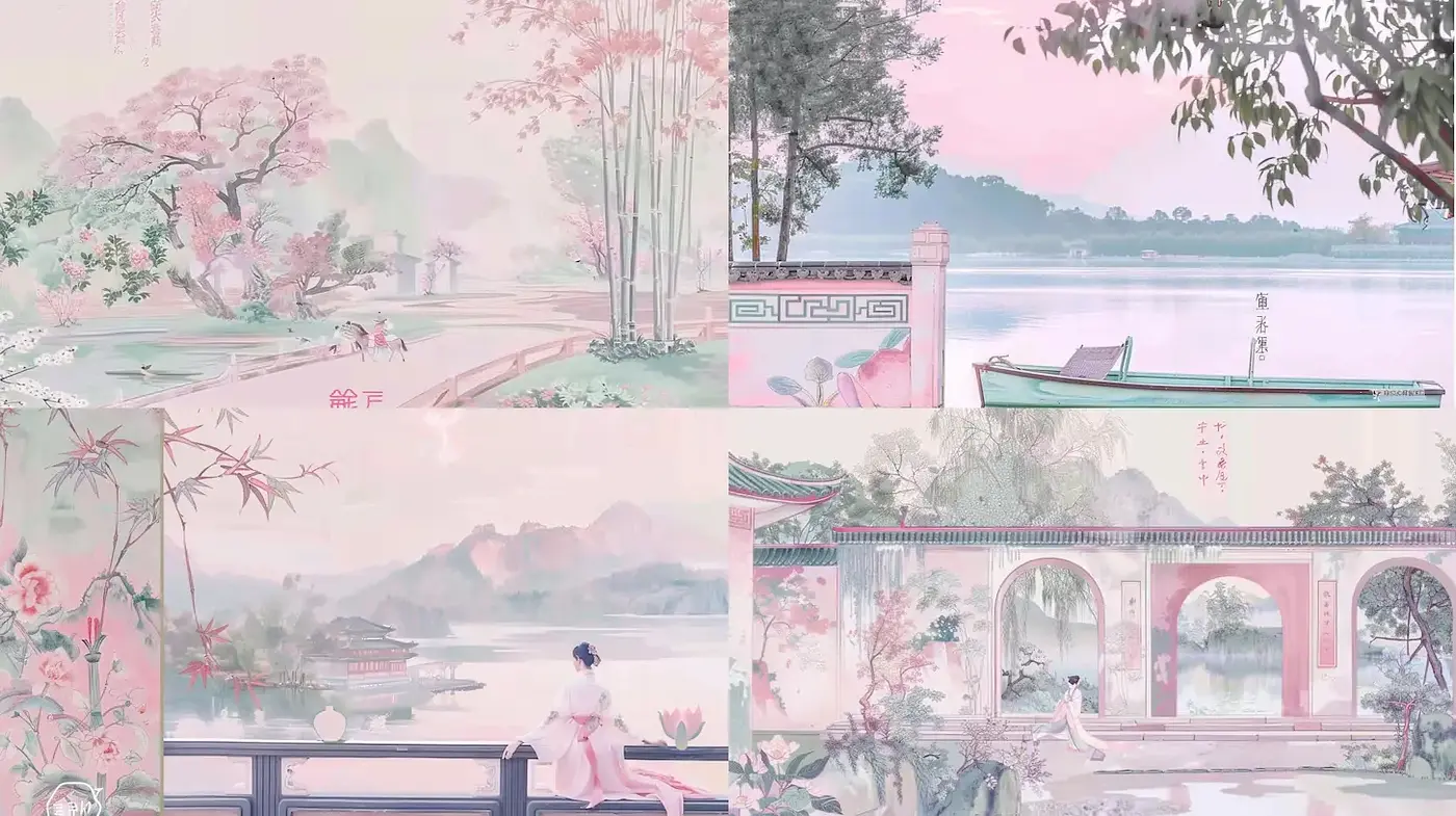 Delicate Harmony of Ethereal Landscapes in Soft Hues - Midjourney sref style