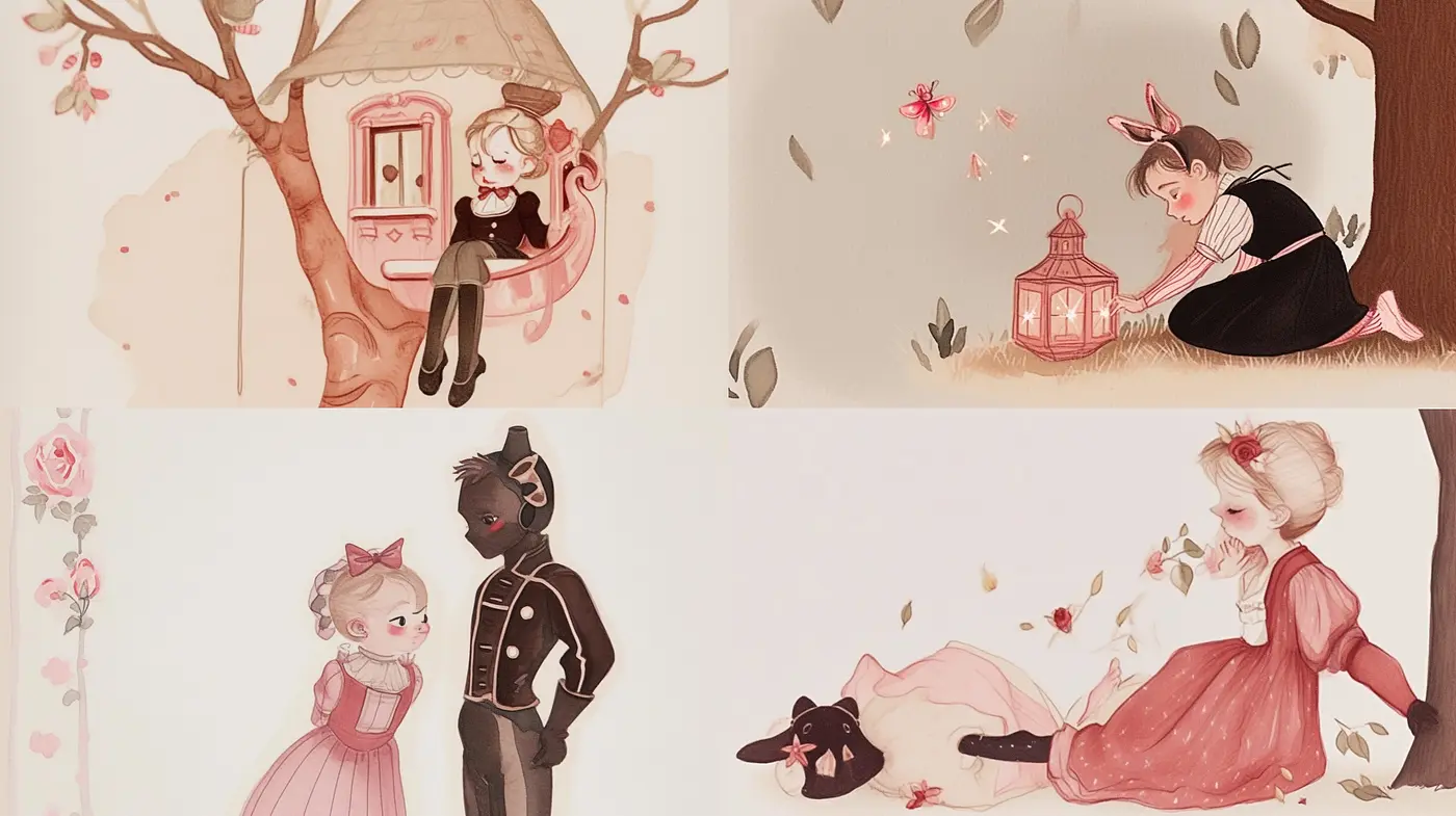 Ethereal Pastel Dreamscape: A Gentle Fusion of Whimsical Storybook Illustrations - Midjourney sref style