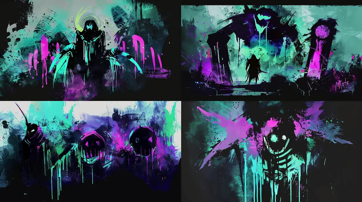 Abstract vibrant expressions with a neon aesthetic - Midjourney sref style