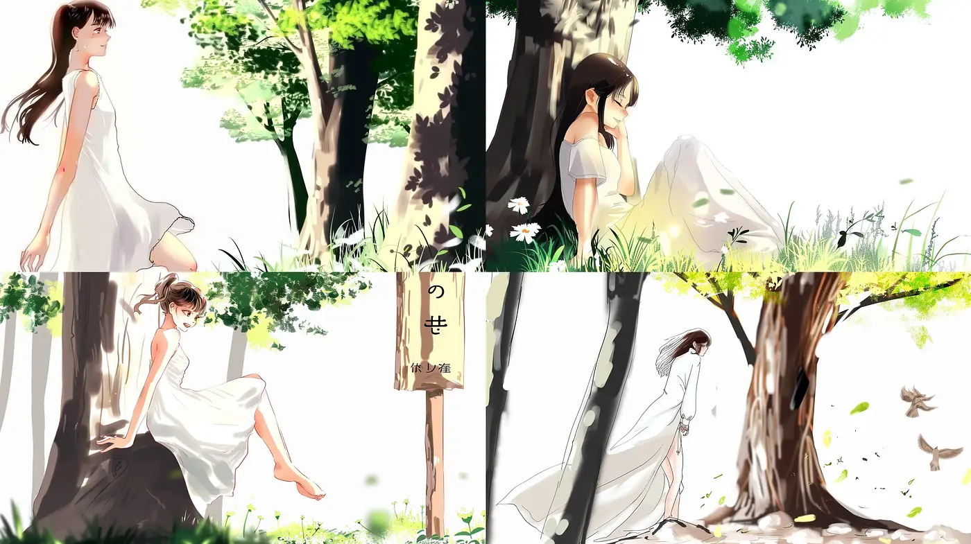 Ethereal Lightness in Pastoral Settings: A Watercolor-Inspired Ensemble - Midjourney sref style