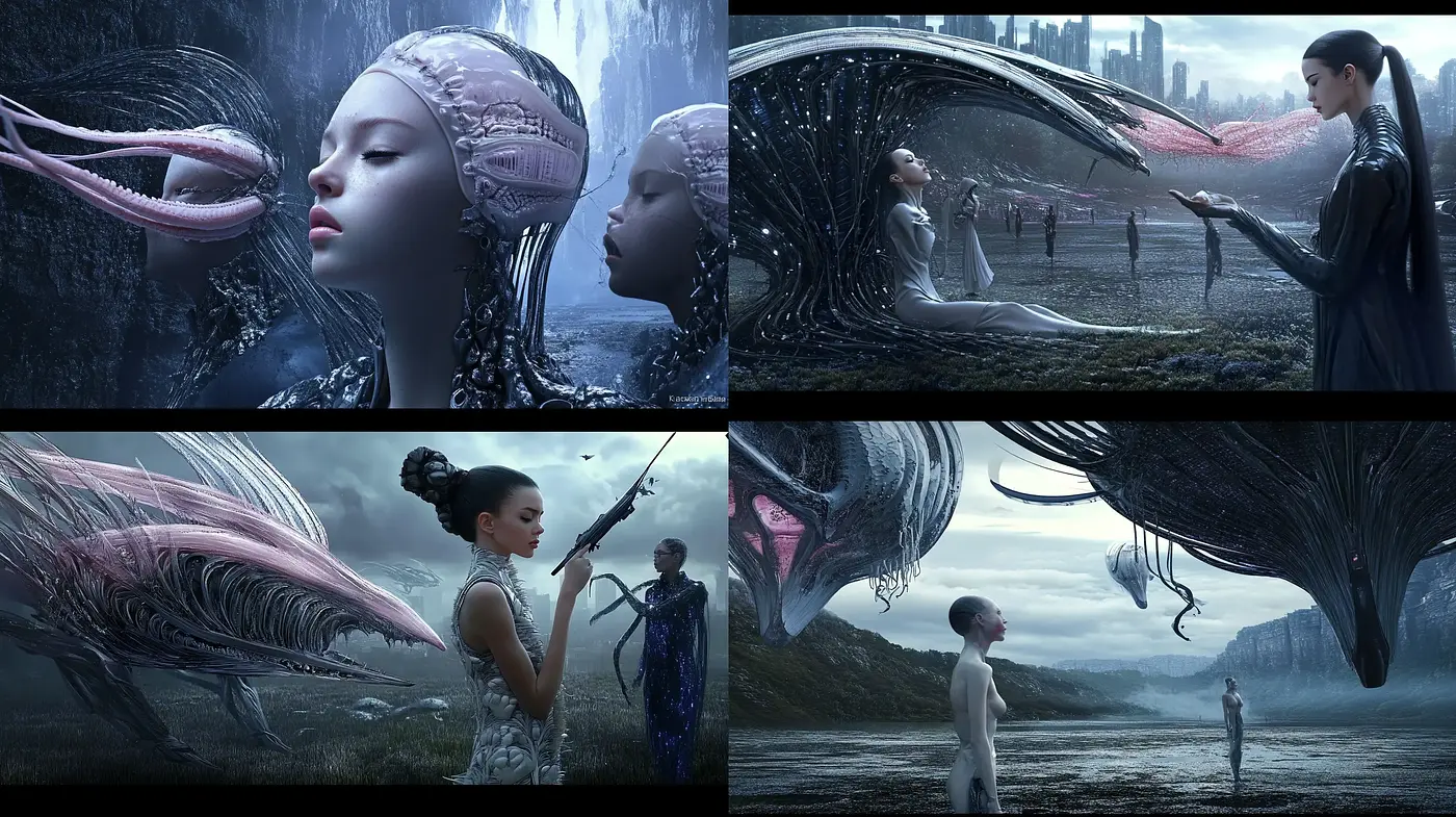 Ethereal Futuristic Dreamscape with Surreal Biotechnological Imagery - Midjourney sref style