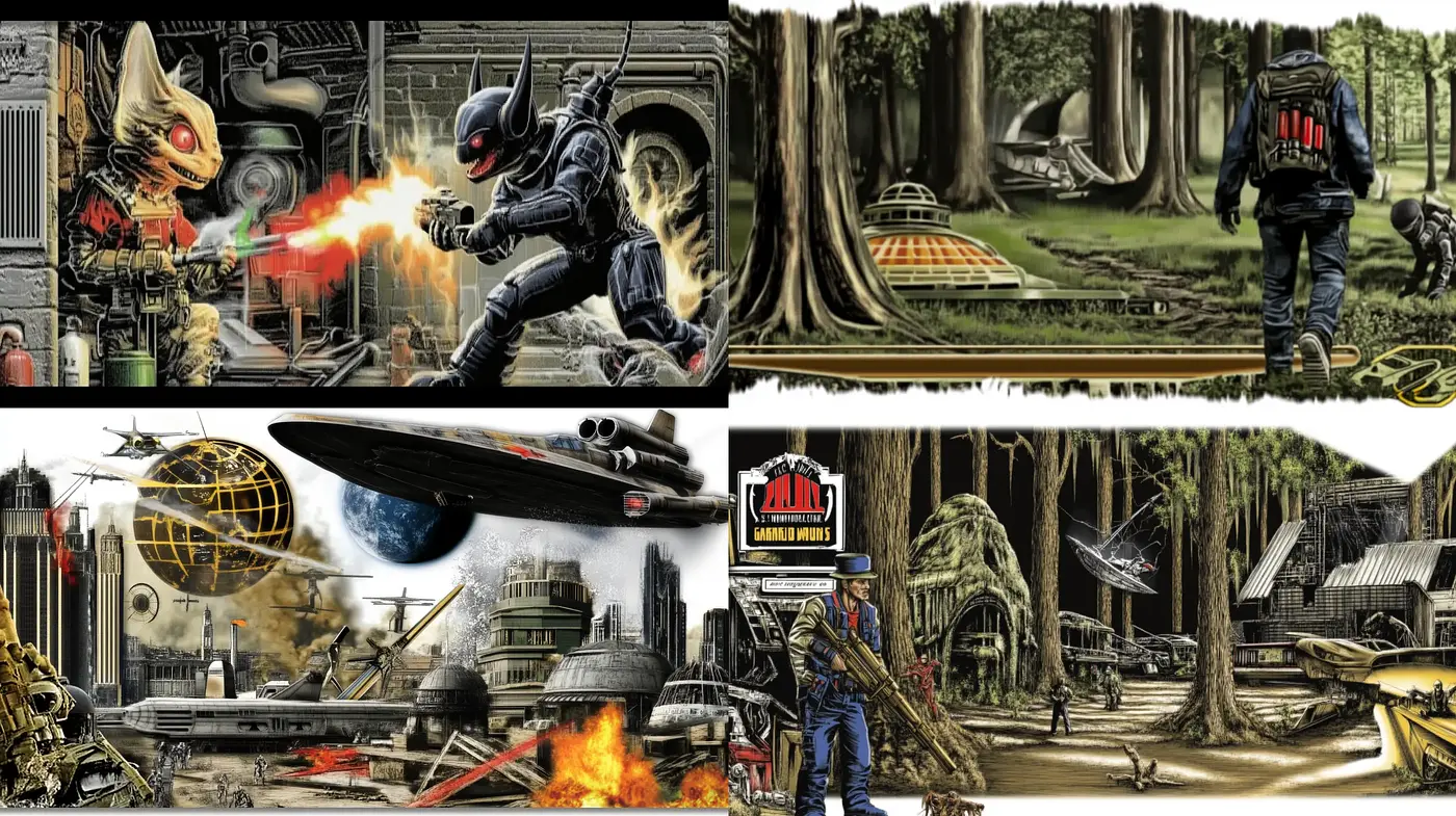 Futuristic Retro Comic Book Aesthetic with Vibrant Textural Contrast - Midjourney sref style