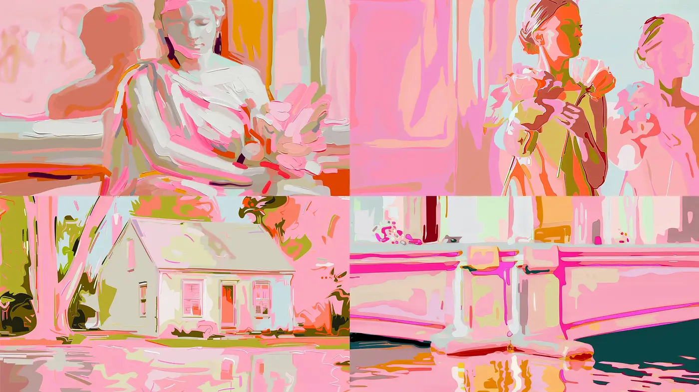 Vibrant Expressionist Reverie in Pink and Coral Hues - Midjourney sref style