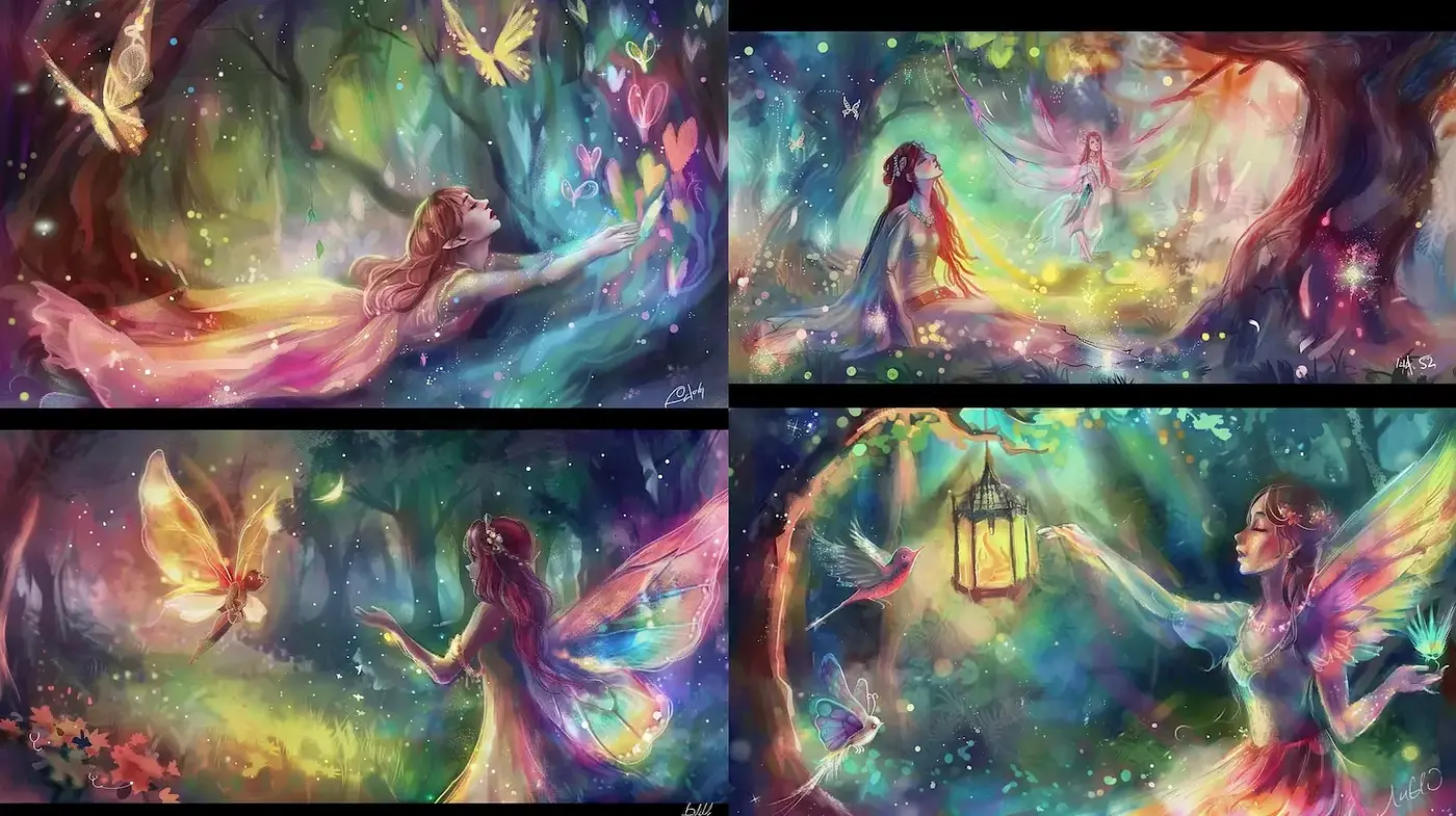 Whimsical Dreamlike Fantasy with Ethereal Elements - Midjourney sref style