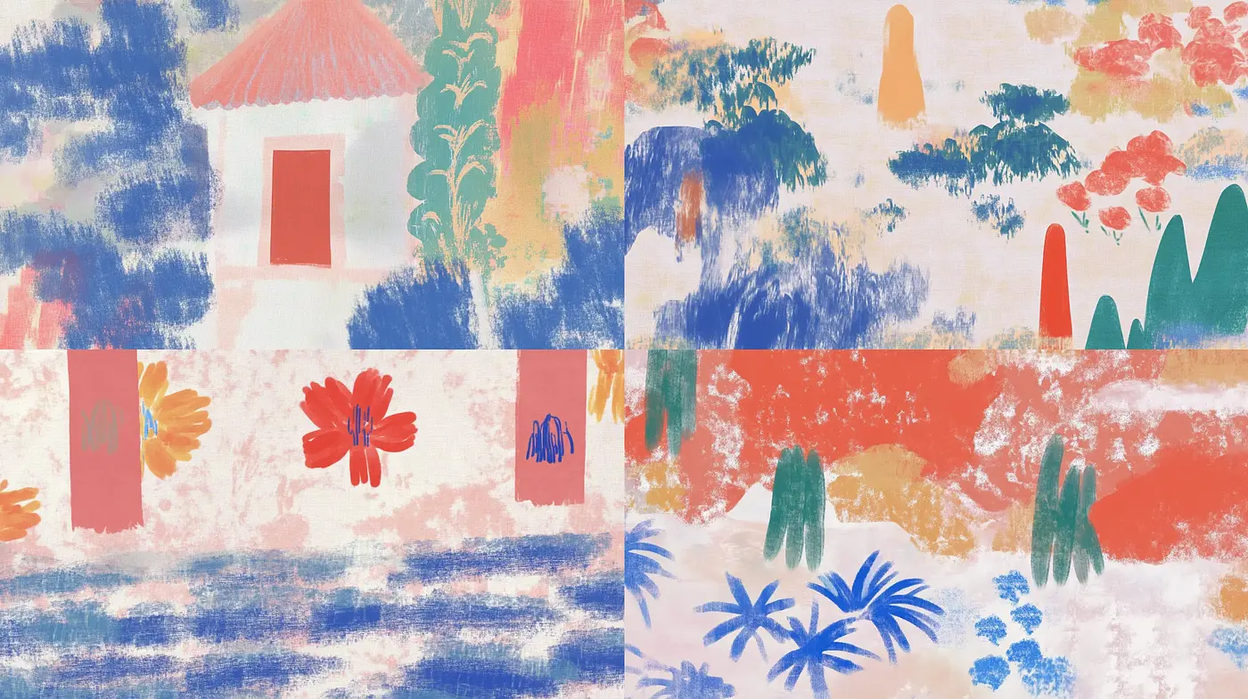 Abstract Pastoral Harmony: A Fusion of Fauvism and Post-Impressionist Textures - Midjourney sref style