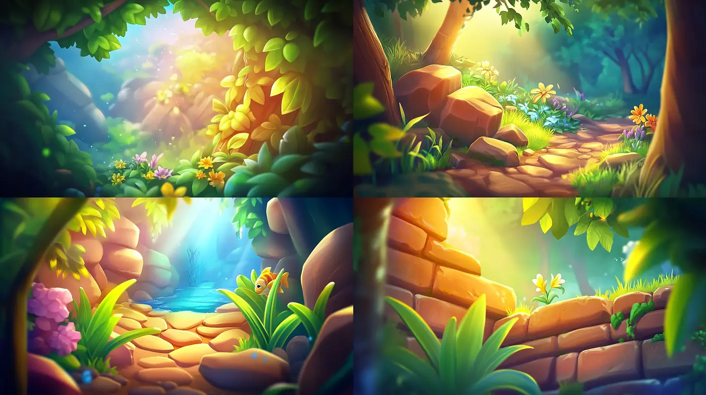 Enchanted Forest Radiance: A Harmonic Blend of Colors in a Dreamlike Natural Setting - Midjourney sref style