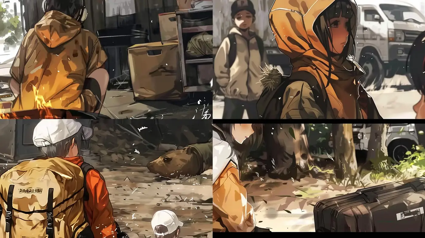 Post-Apocalyptic Urban Anime Art Style with Earthy Tones - Midjourney sref style