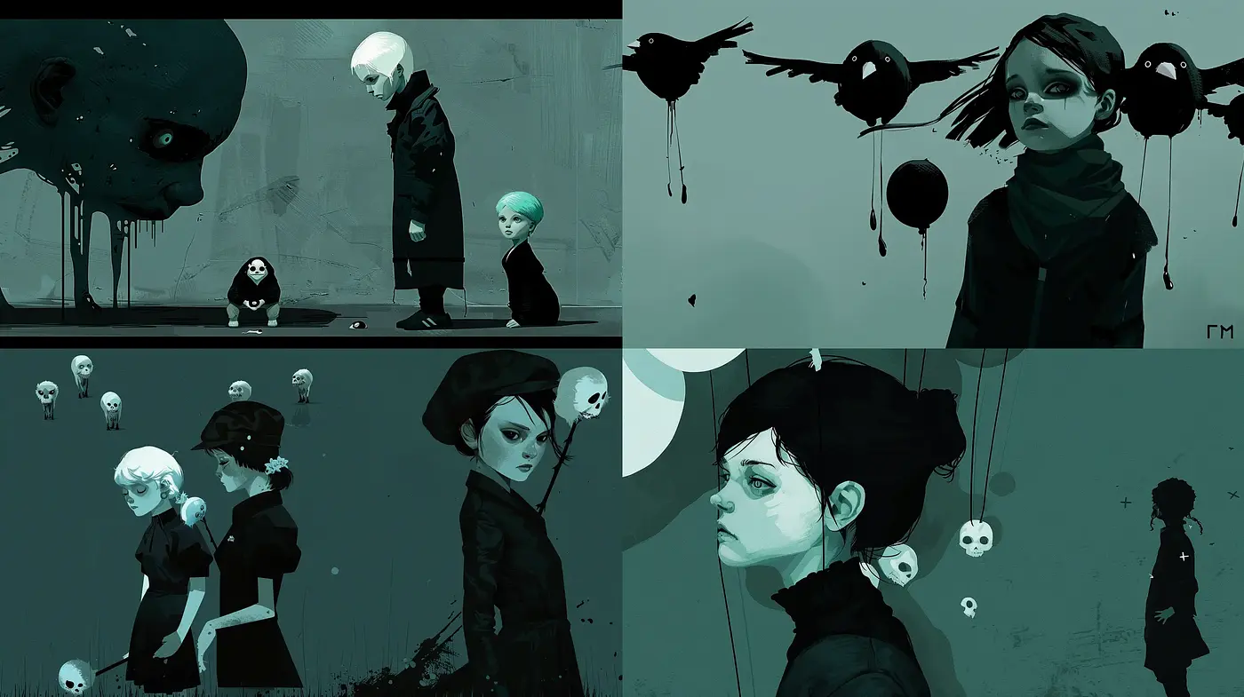 Monochrome Moods of Macabre: An Eerie Homage to Gothic Expression - Midjourney sref style